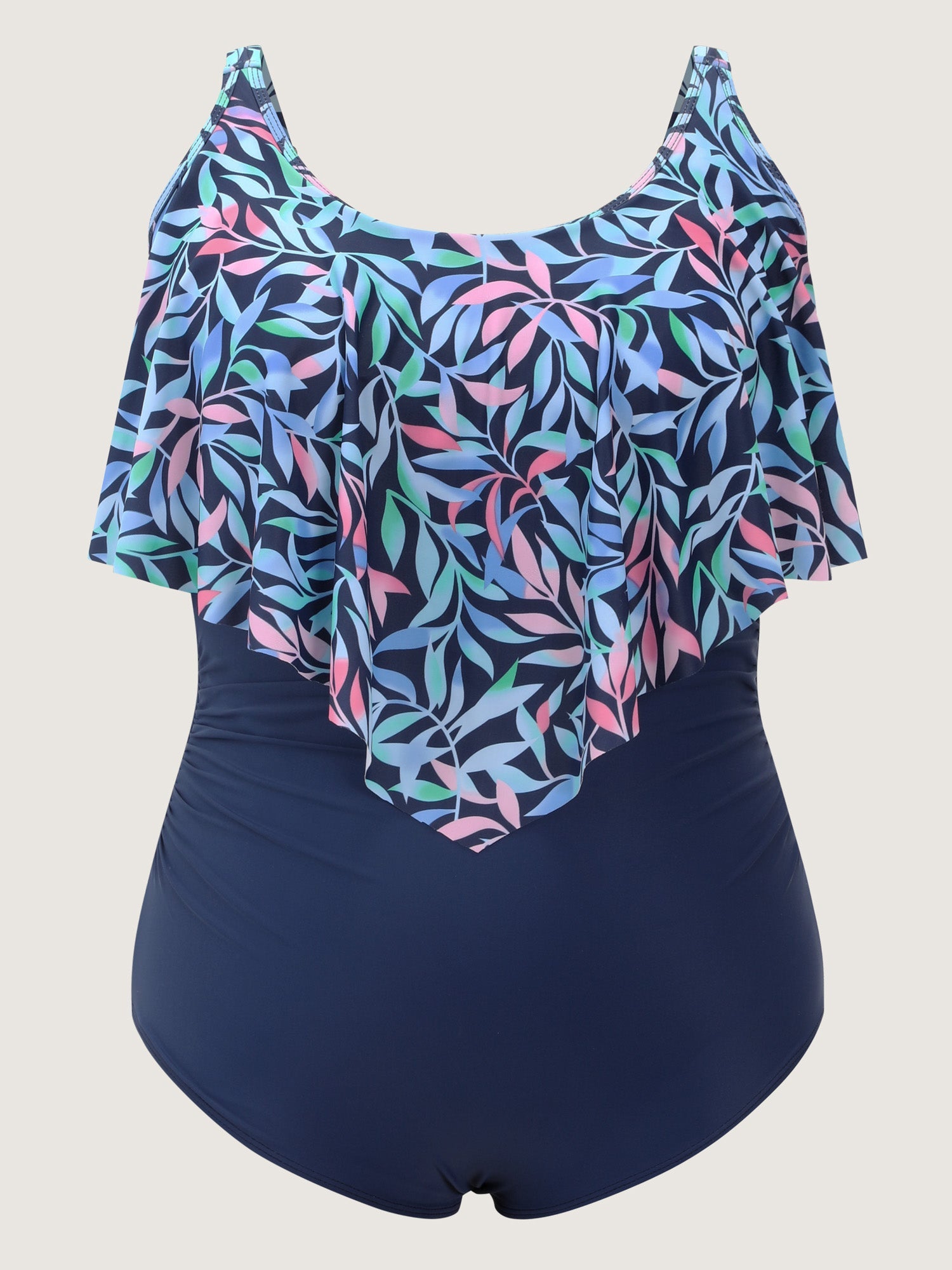 Ruffled Tropical Print One Piece Swimsuit