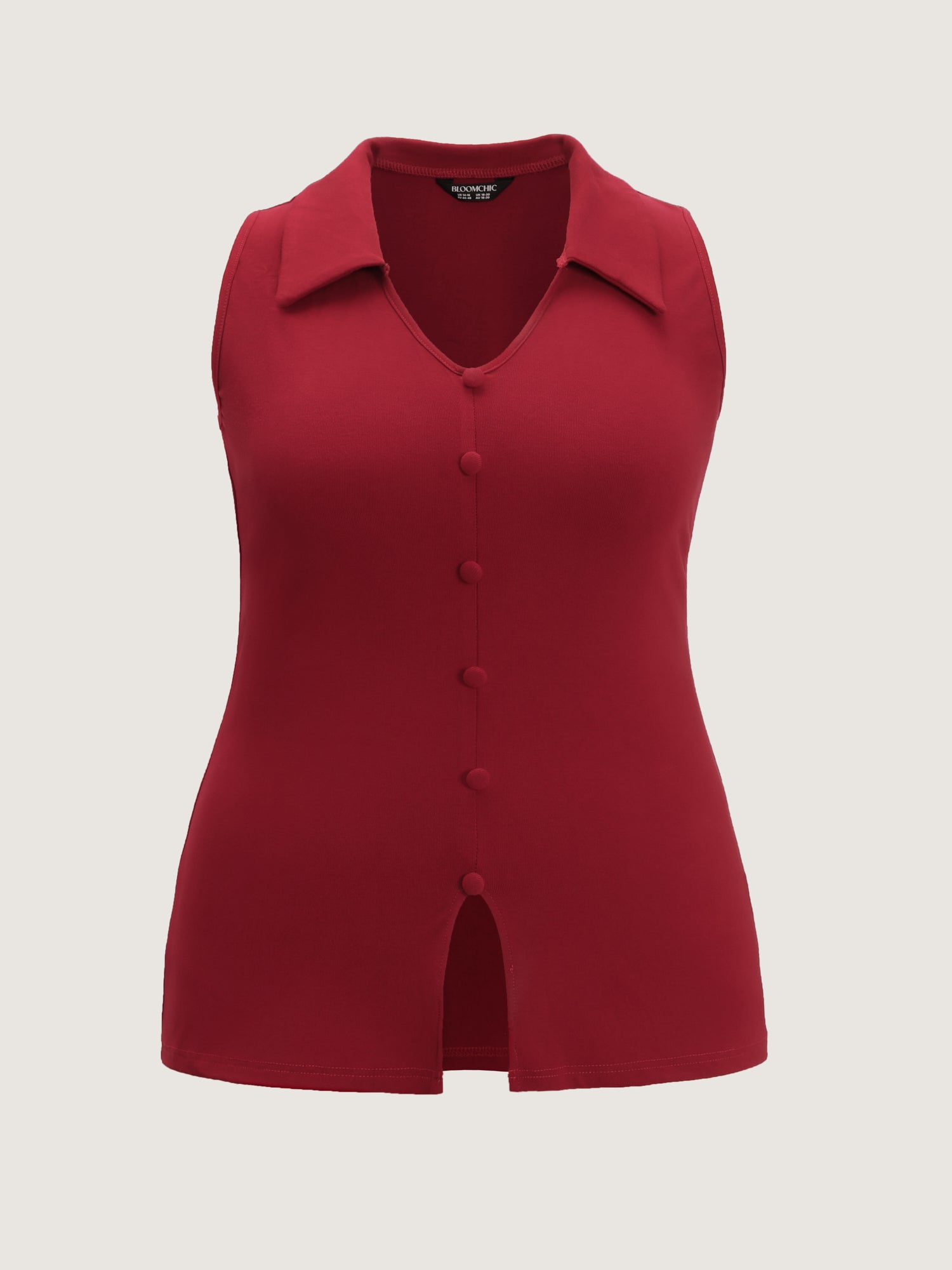 Elastic Button Detail Fitted Tank Top