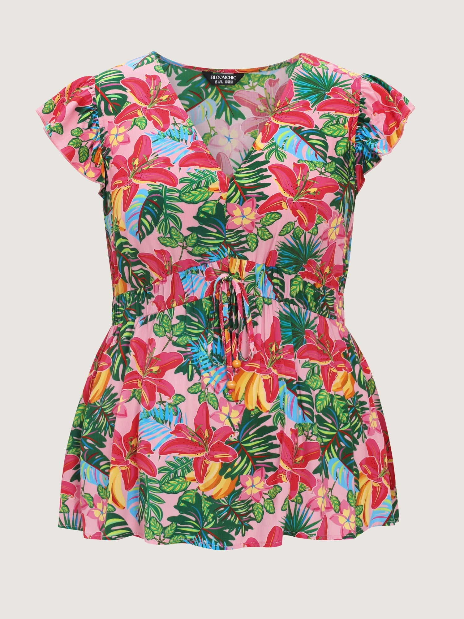 Vibrant Floral Print Cinched-Waist Top