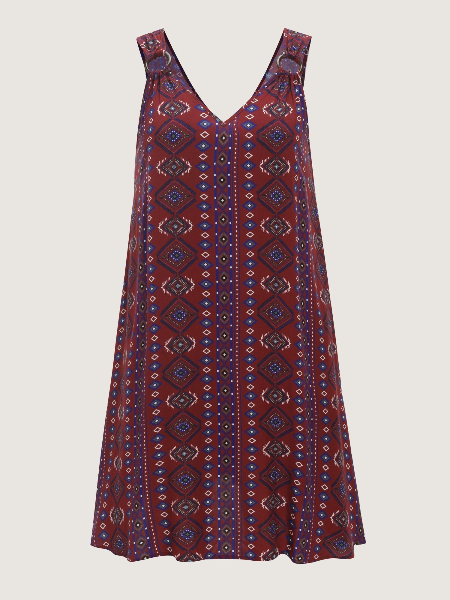 Boho Print O-Ring Detail Strap Sleeveless Mini Dress
