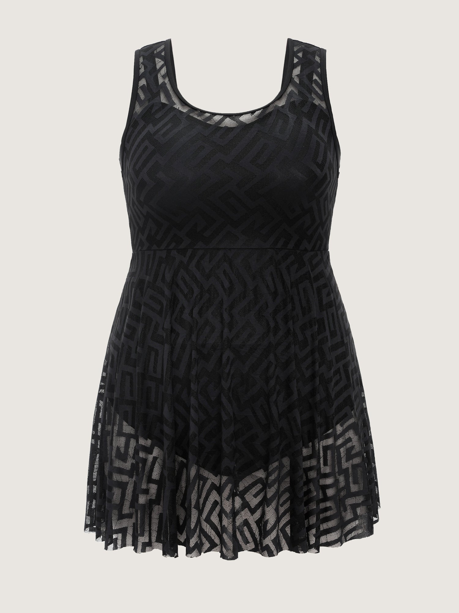 Lace Textured Mesh Swim Dress