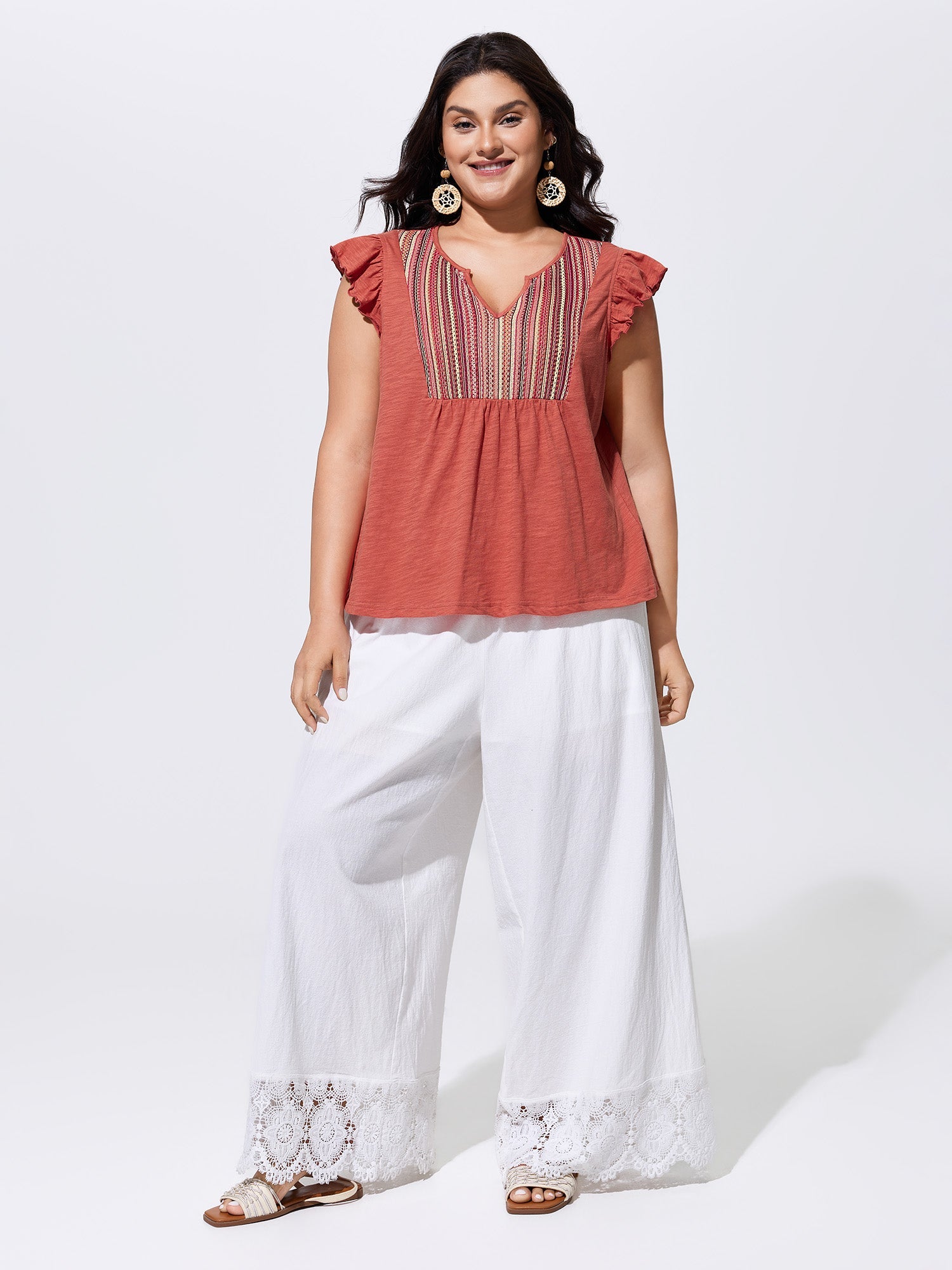 Supersoft Striped Print Pleated Knit Top