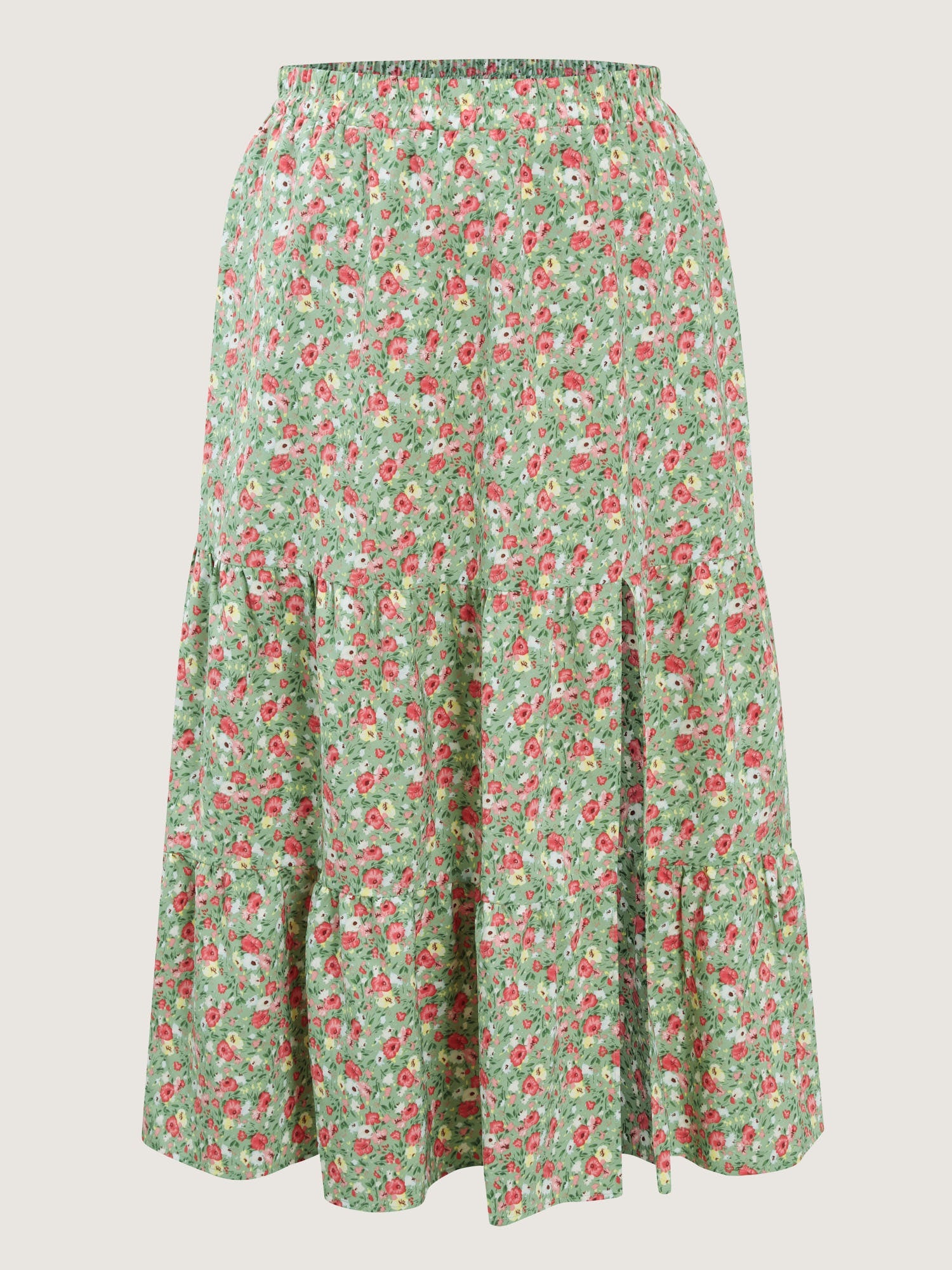 Floral Print Split Side Tiered Maxi Skirt