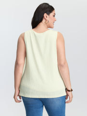 Keyhole Neckline Plain Textured Tank Top