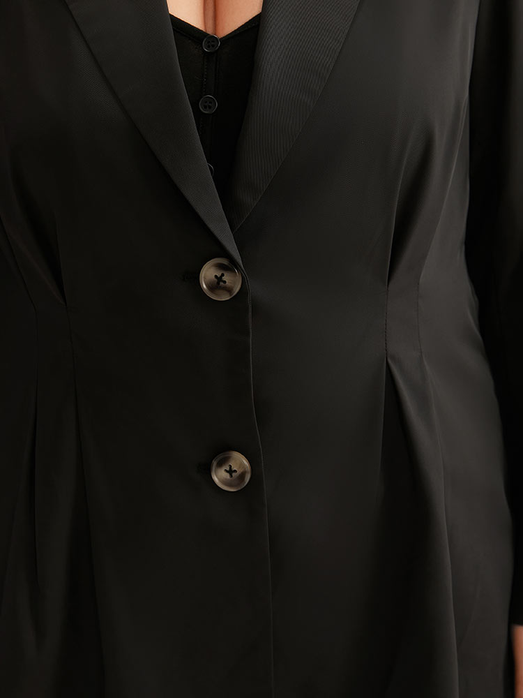 Suit Collar Button Up Plicated Detail Blazer