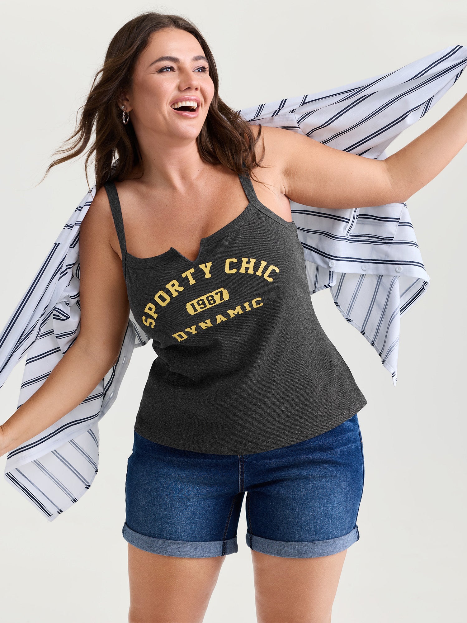 Sporty Chic Pattern Tank Top