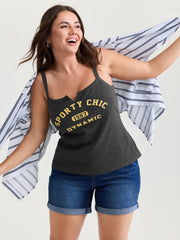 Sporty Chic Pattern Tank Top