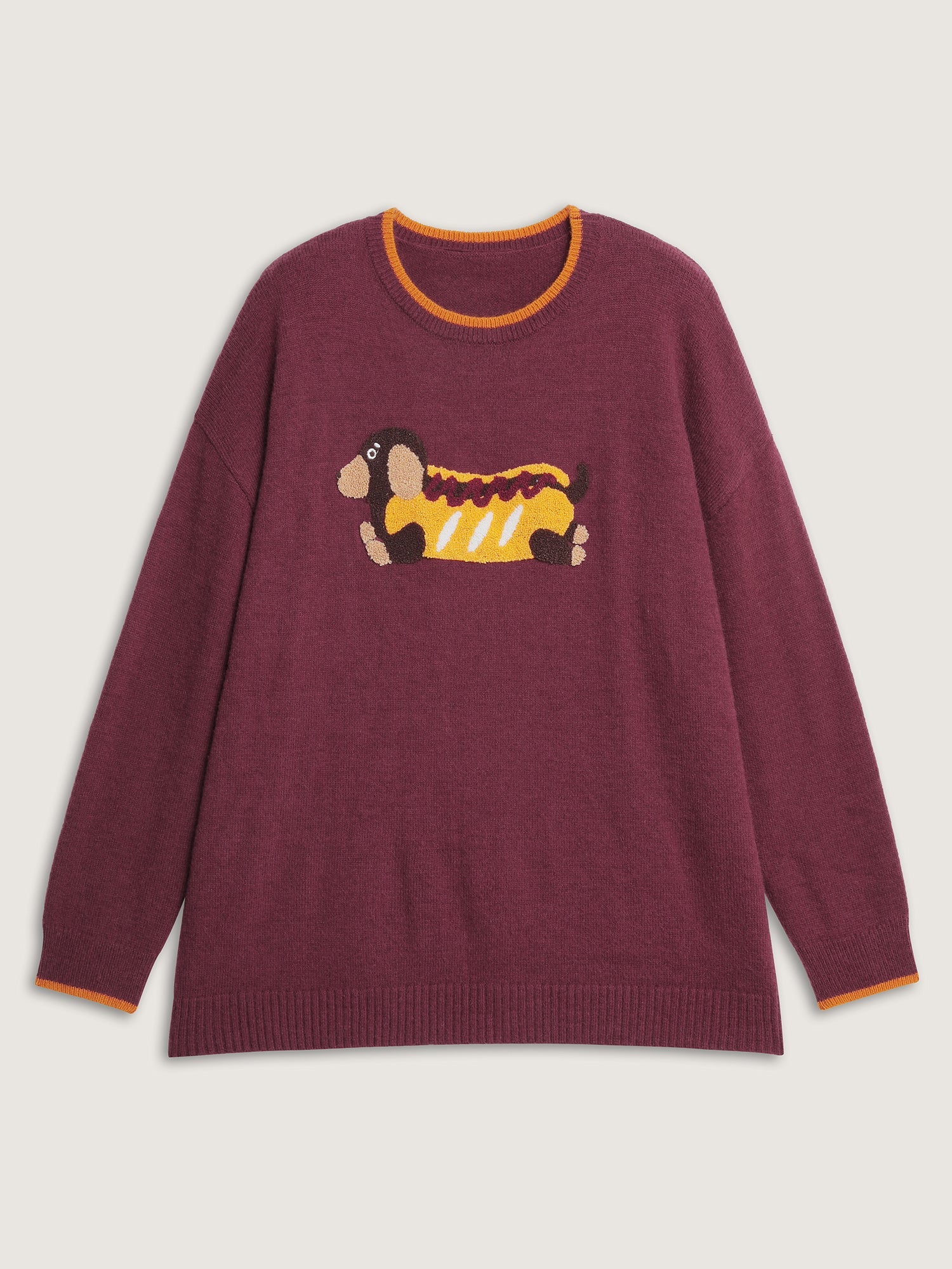 Supersoft Hotdog Embroidered Color Contrast Pullover