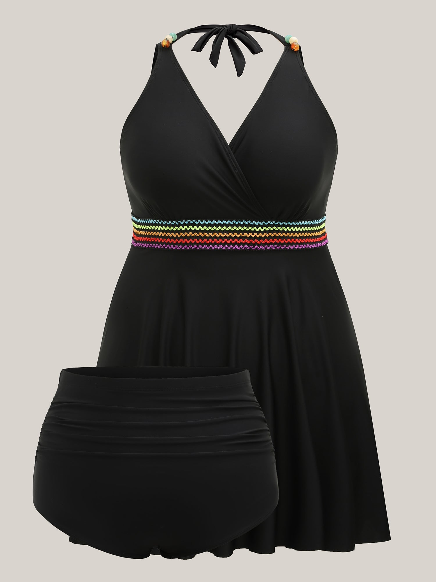 Colorful Webbed Pockets Adjustable Swim Dress