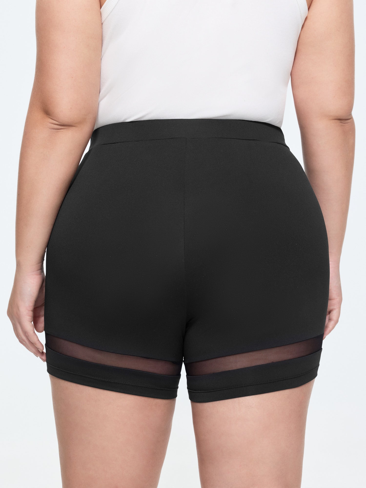 Mid-Rise Sheer Mesh Panel Leggings