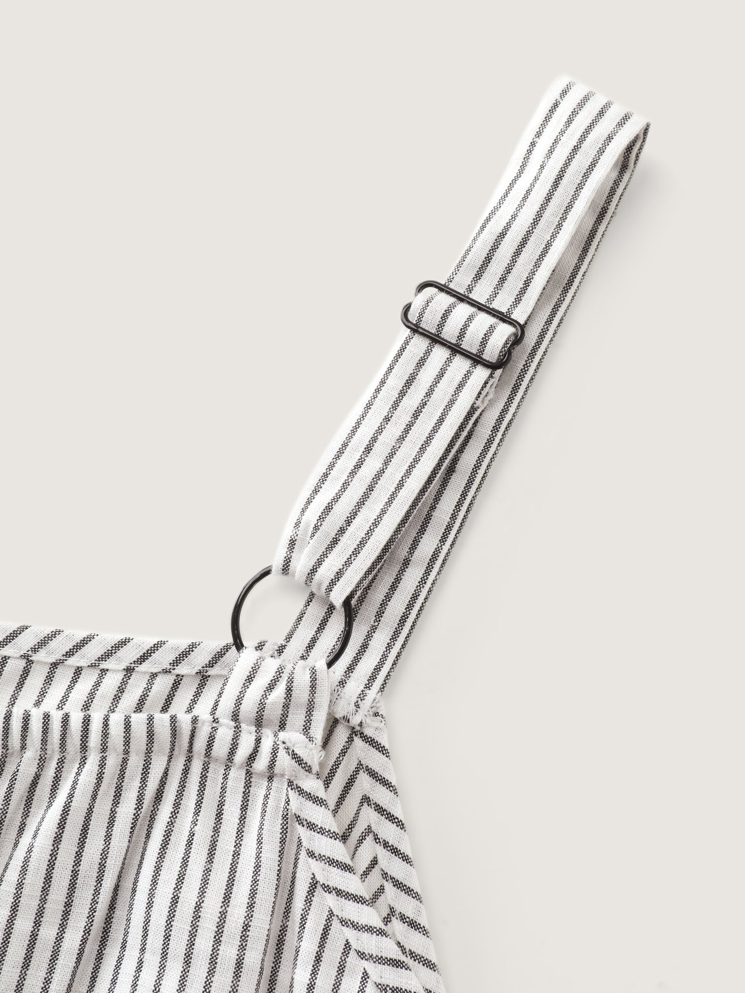 Cotton Linen Striped Embroidered Fringe Hem Tank Top