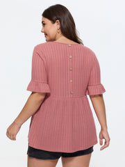 Stretchy Cut-Out Neckline Knit Top