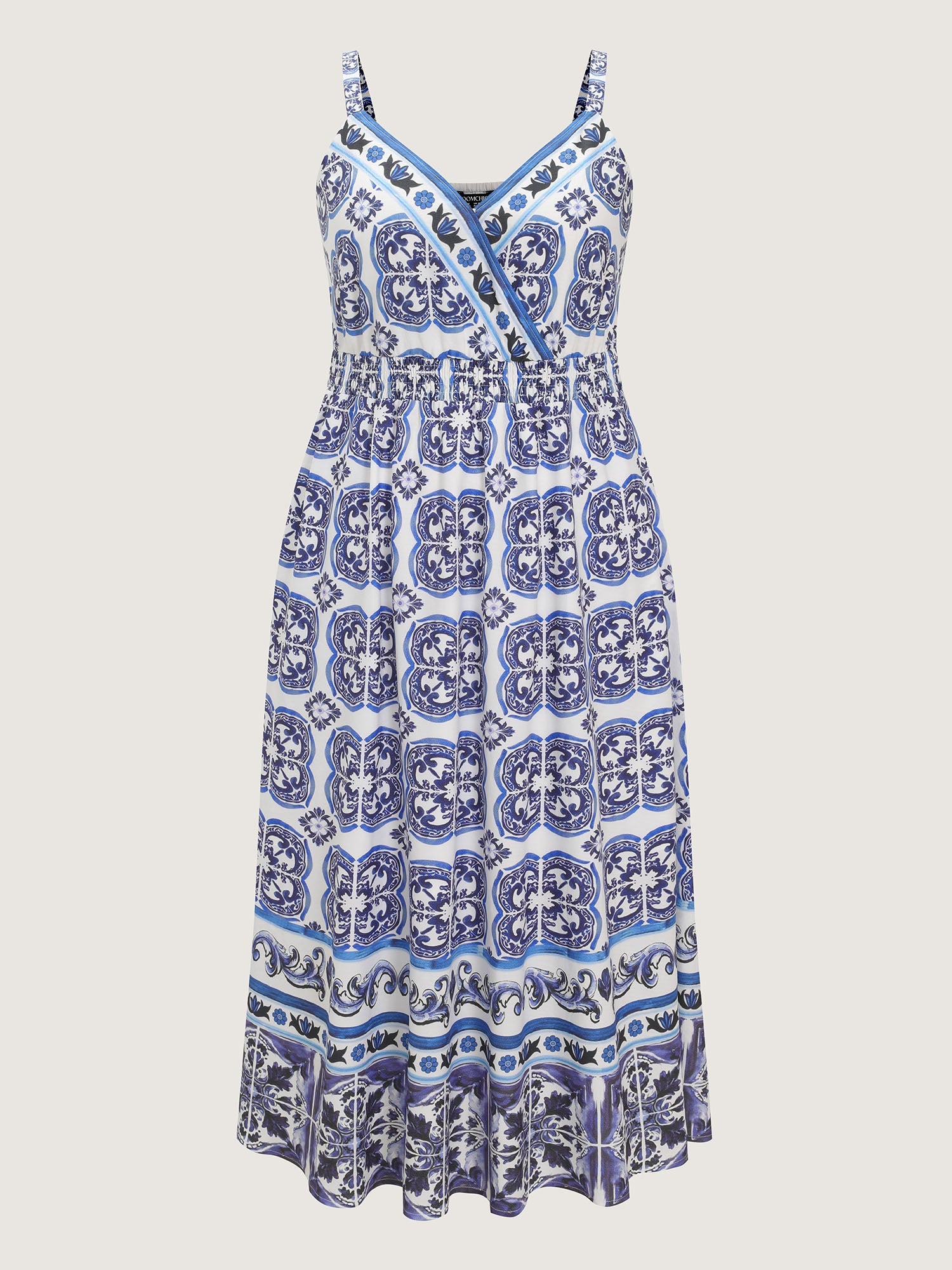 Majolica Print Shirred Cami Maxi Dress