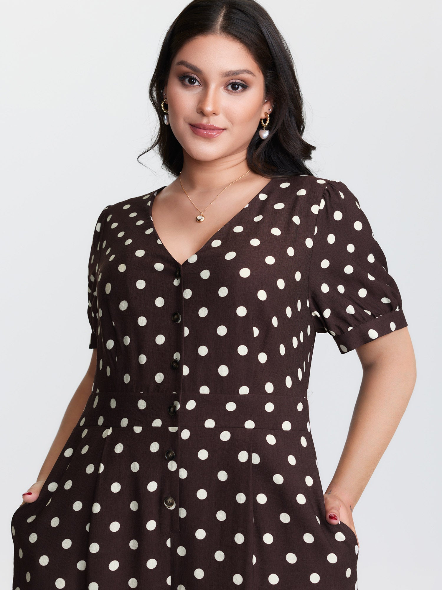 Retro Polka Dots Button Jumpsuit