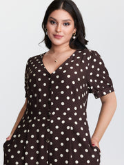 Retro Polka Dots Button Jumpsuit