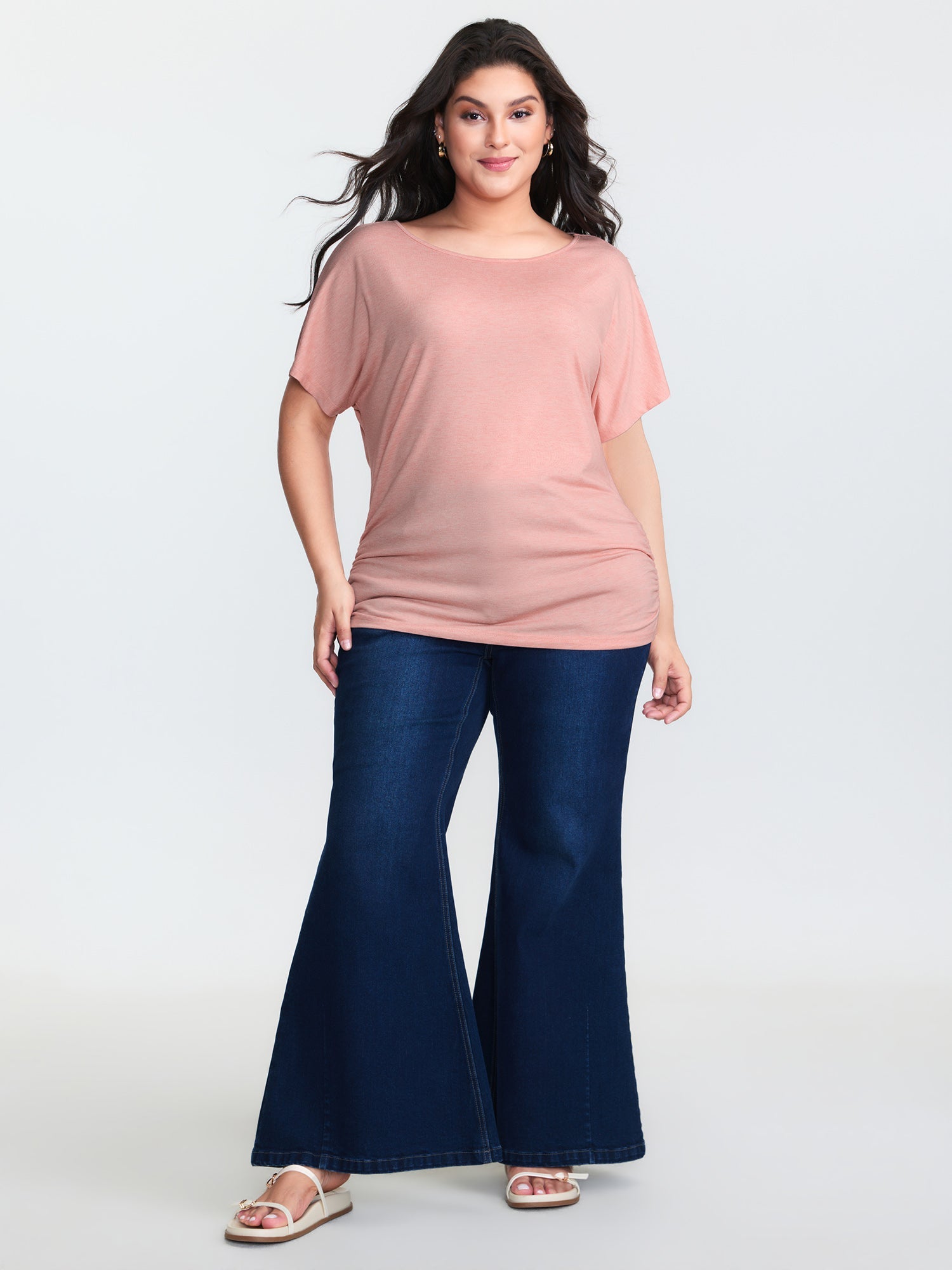 Supersoft Stretchy Ruched Hip-Coverage T-Shirt