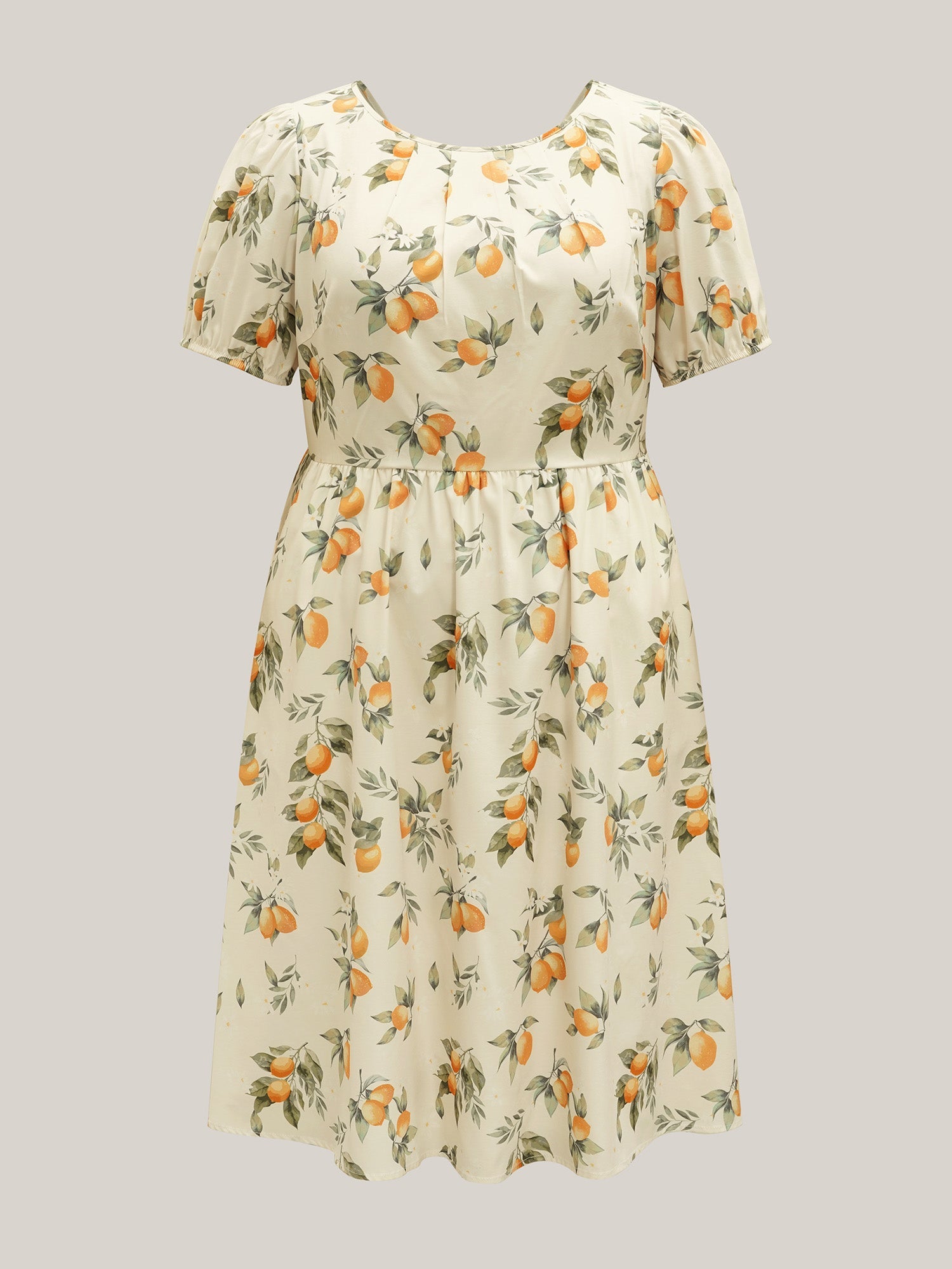 Citrus Print Bow Backless Midi Dress