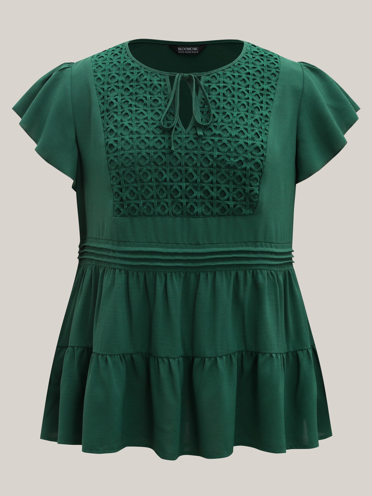 Textured Lace Tiered Solid Blouse