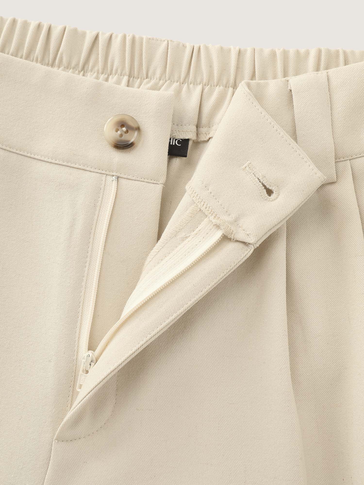 Breathable Linen Blend Flap Back Pockets Shorts