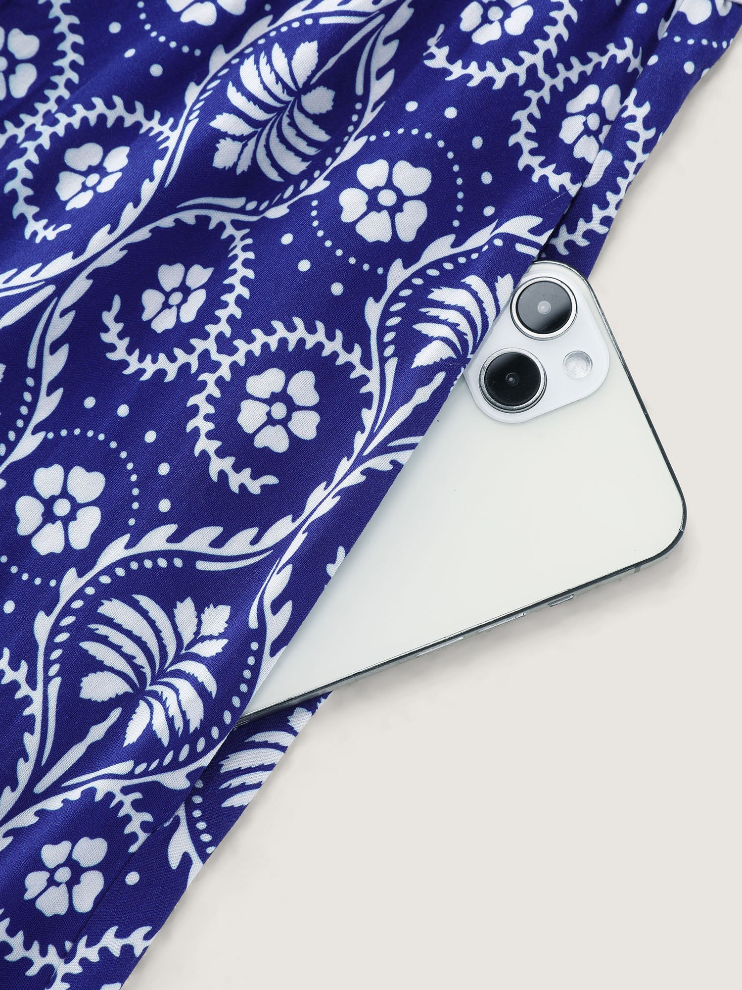 Geometric Print V-Neck Midi Dress