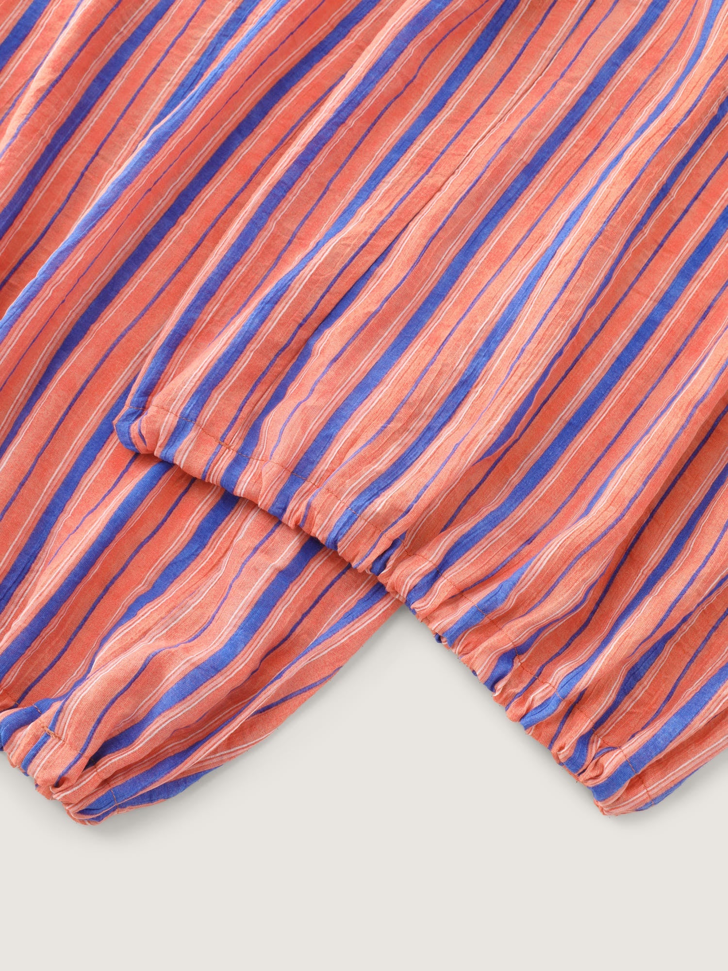 Striped Print Cuffed Hem Drawstring Pants
