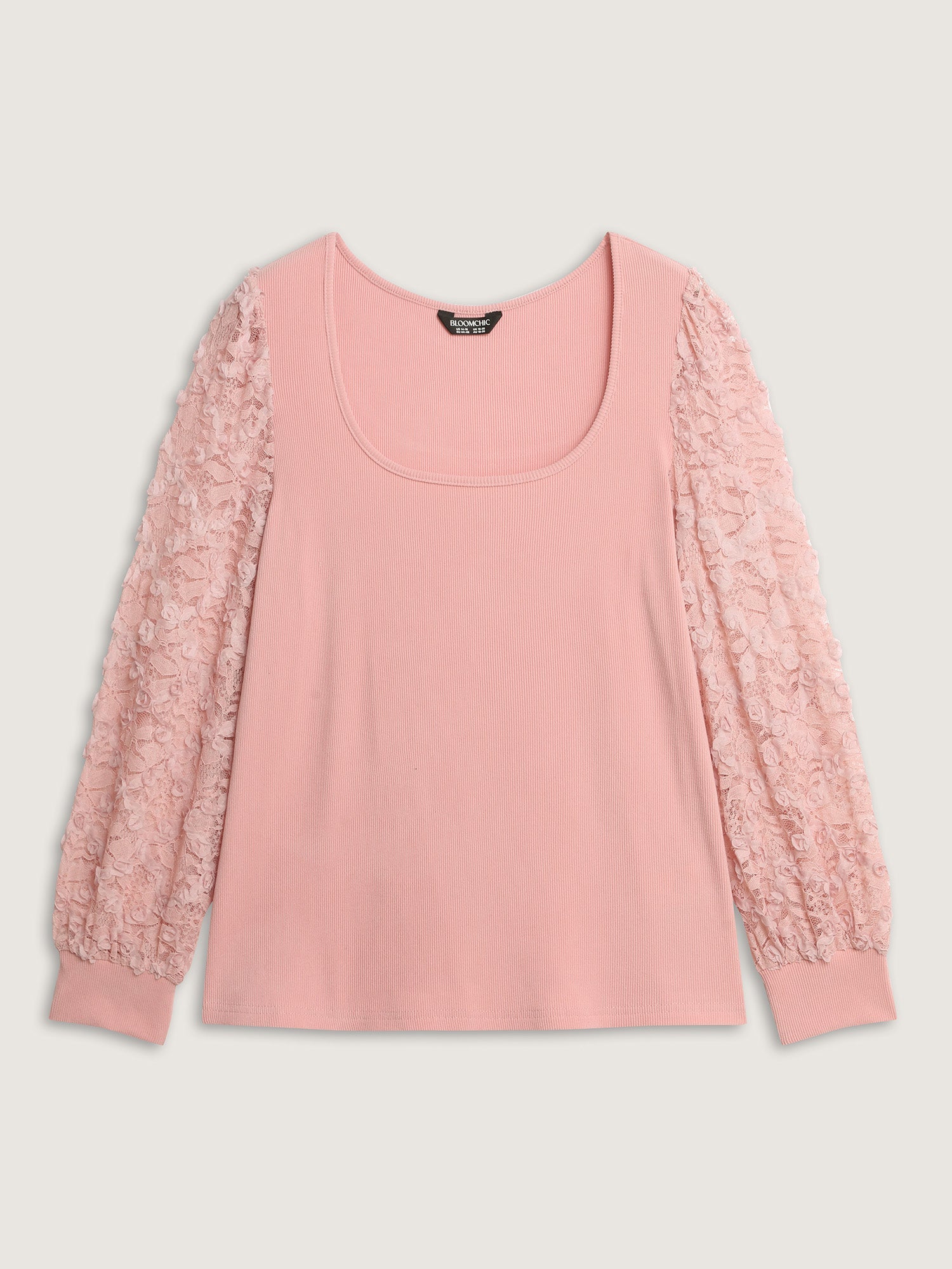 Lace Sleeve 3D Floral Knit Top