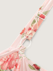 Floral Print Ruffled Cold-Shoulder Midi Dress