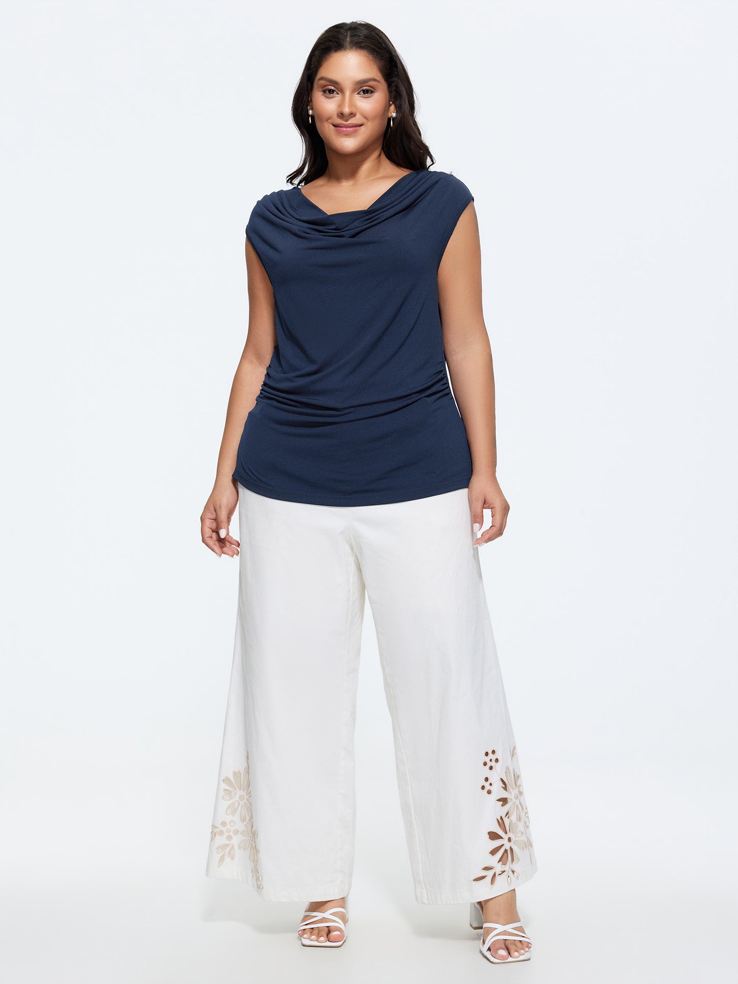 Stretchy Cowl Neckline Knit Top