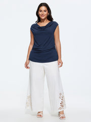 Stretchy Cowl Neckline Knit Top
