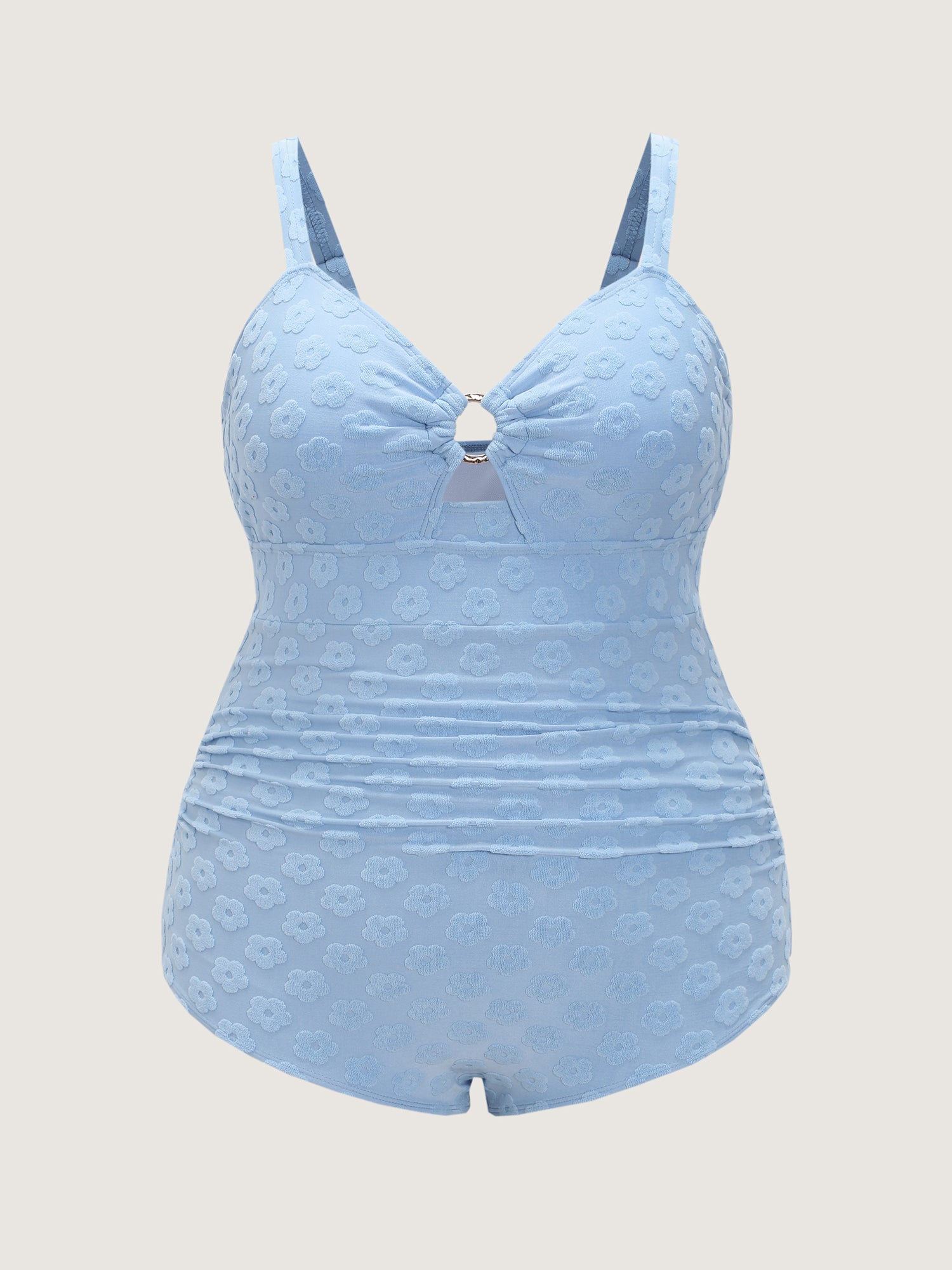 Textured Cut-Out Neckline One-Piece Swim