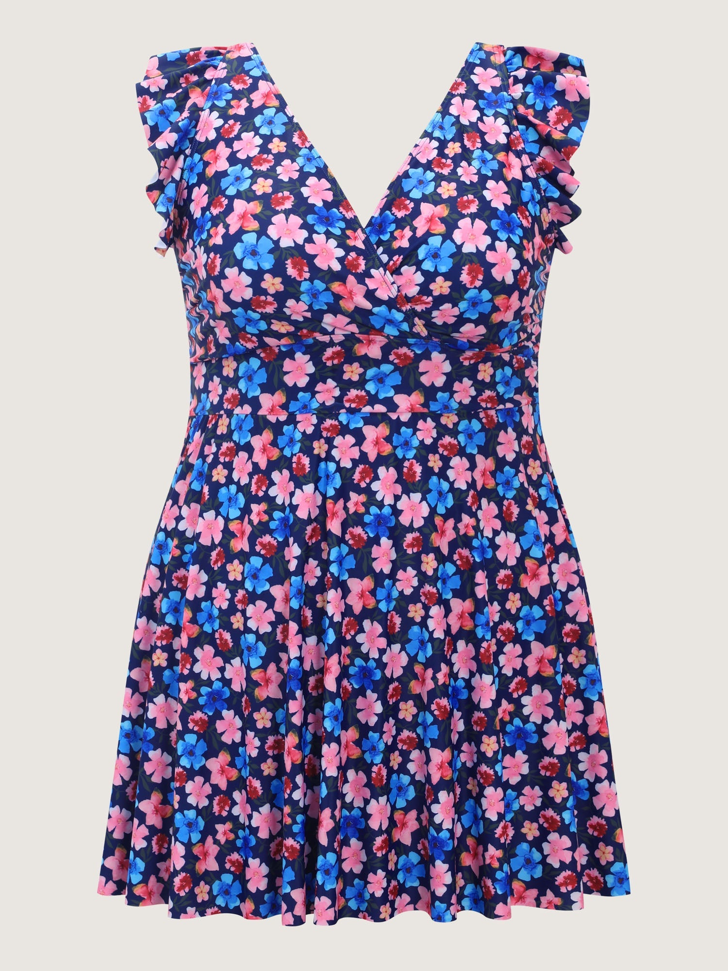 Floral Flutter Sleeve Flowy Swim Dress