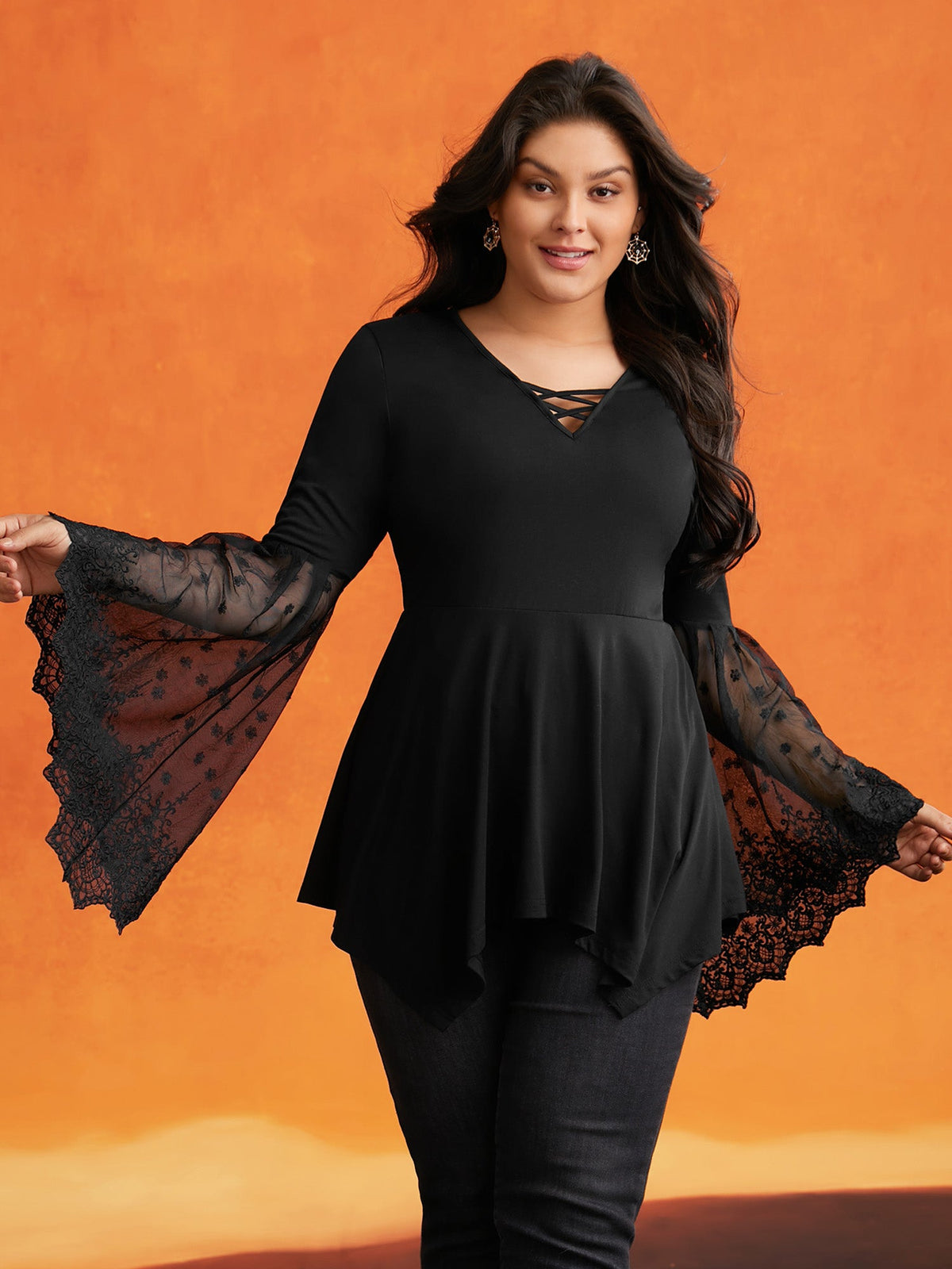 Cross Front Bell Sleeve Top