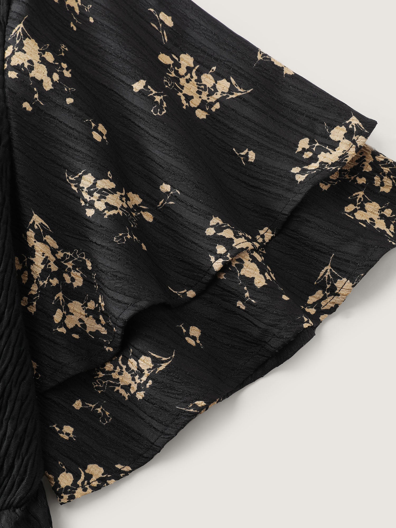 Floral Shirred Color Contrast Midi Dress