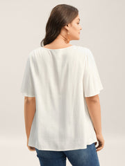 Stretchy Boho Neck Cut-Out Blouse