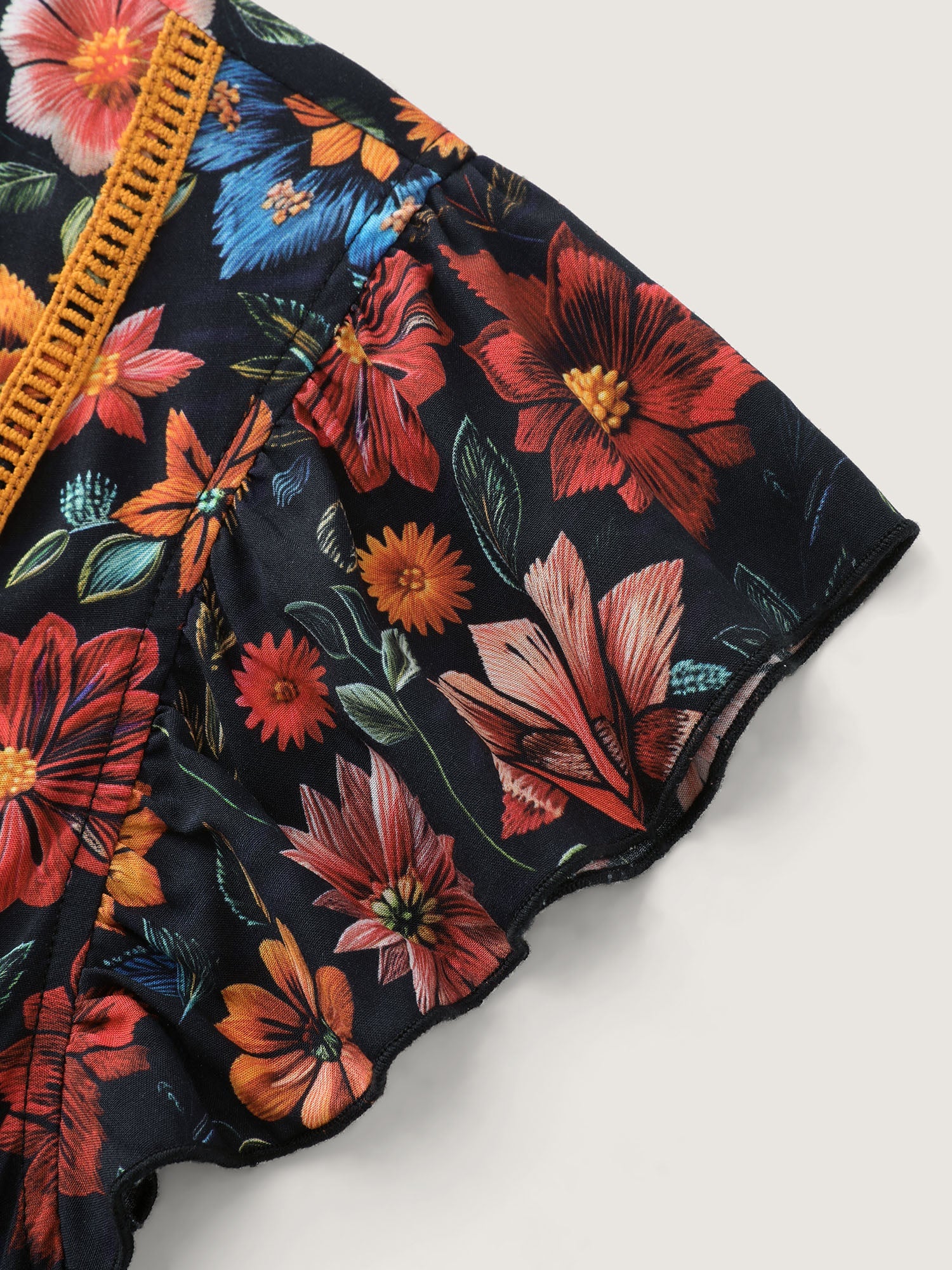 Vibrant Floral Print V-Neck Blouse