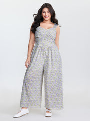 Supersoft Floral Print Twist Front Split Jumpsuit