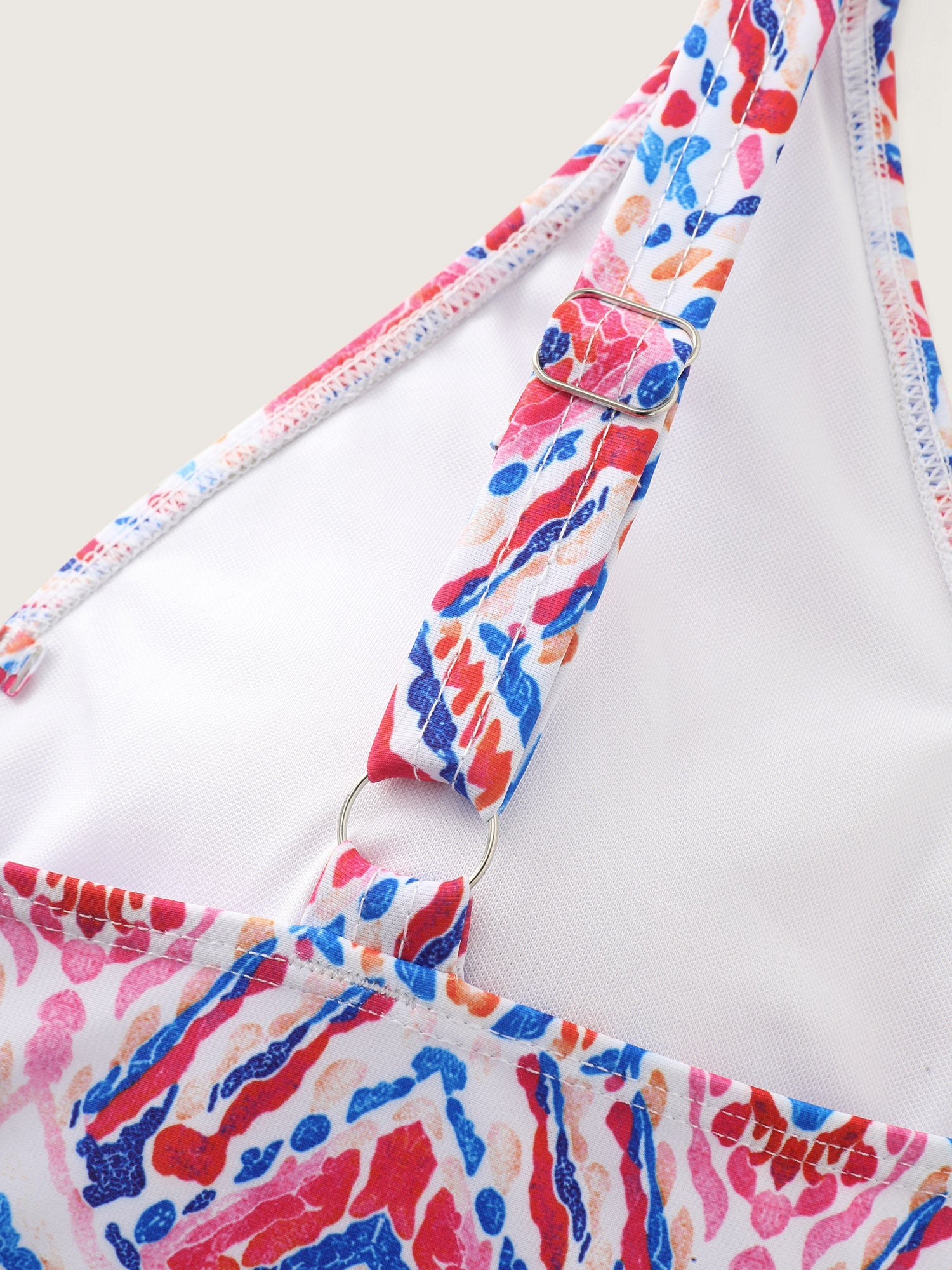 Geometric Print Cut-Out Neckline Swim Top