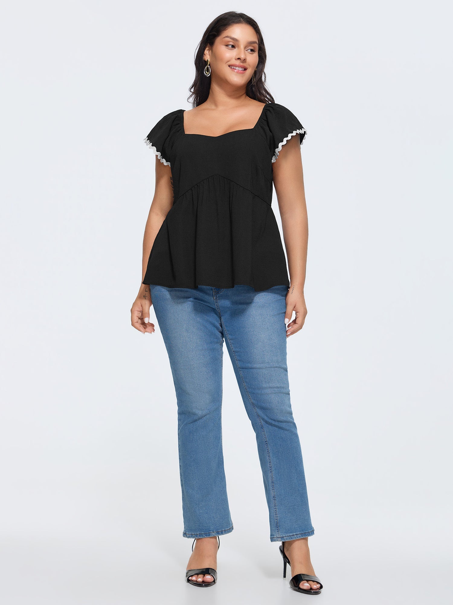 Color Contrast Fit And Flare Blouse