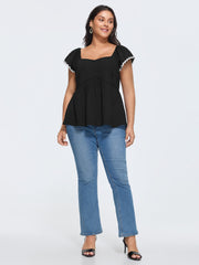Color Contrast Fit And Flare Blouse