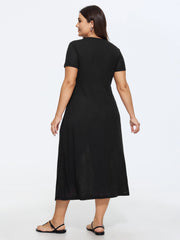 Supersoft Ribbed V-Neck Midi Knit Dress