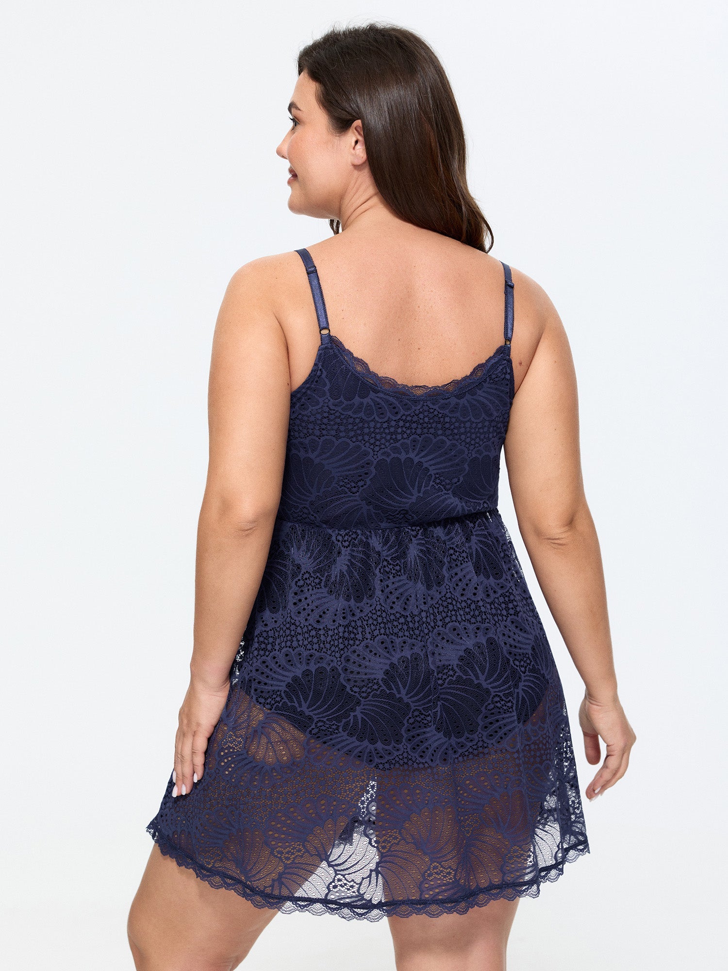 Floral Lace Adjustable Strap Babydoll Nightgown