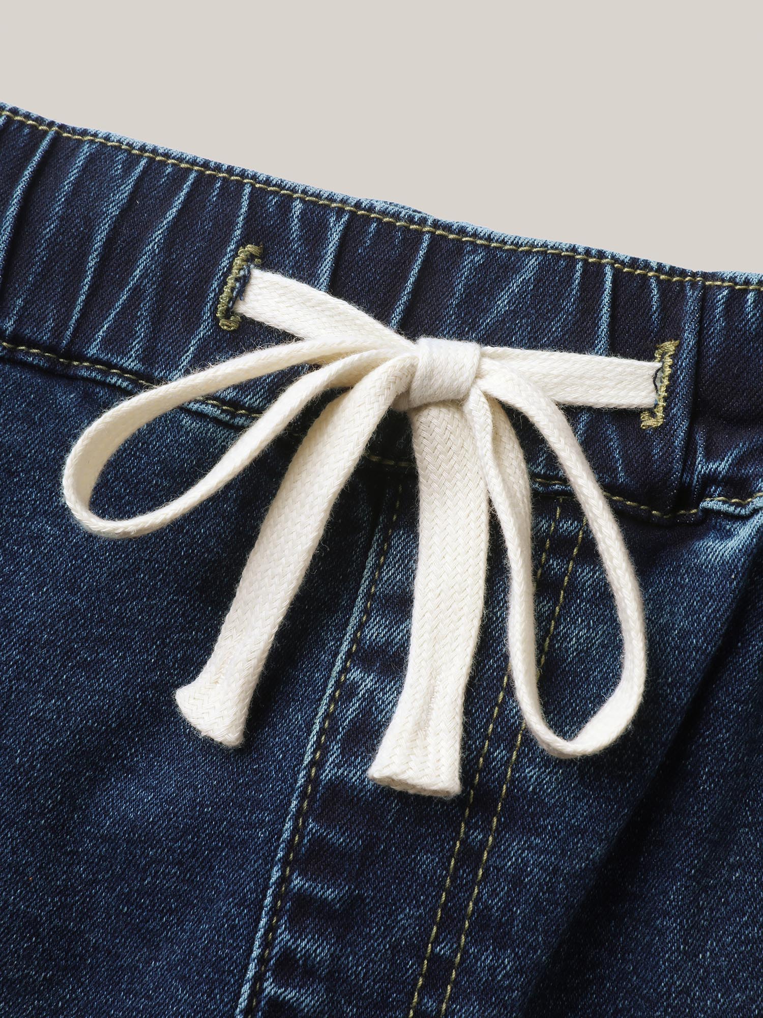Pull-On Elastic Waistband Denim Shorts