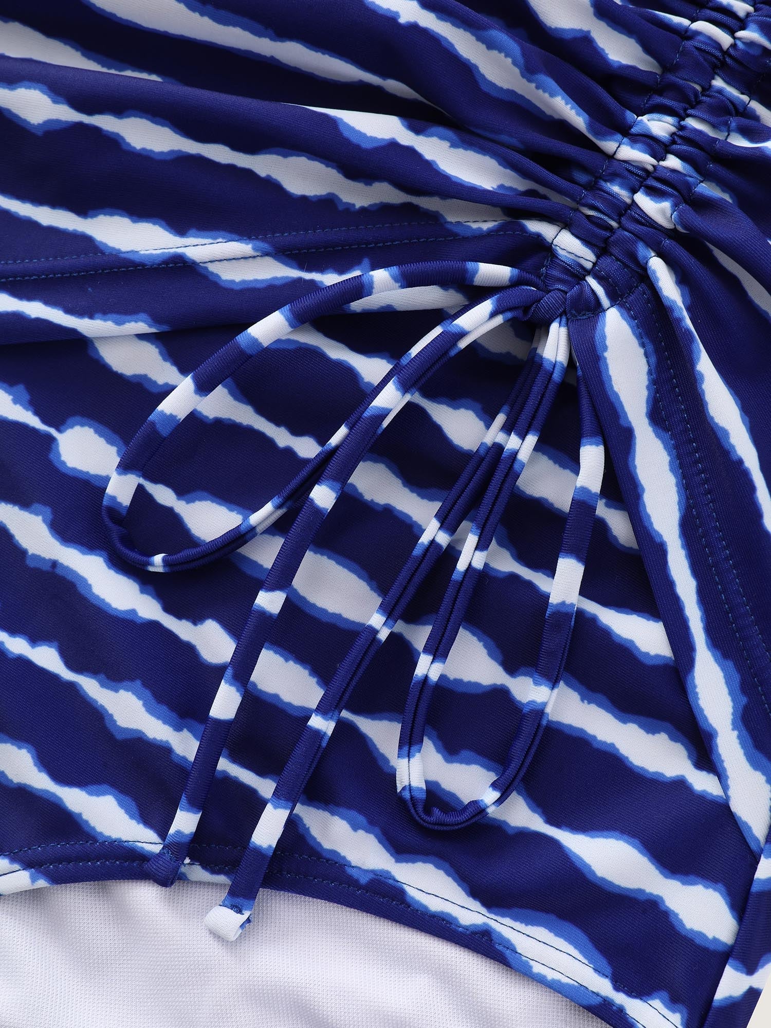 Tie-Dye Effect Striped Print One-Piece Swim