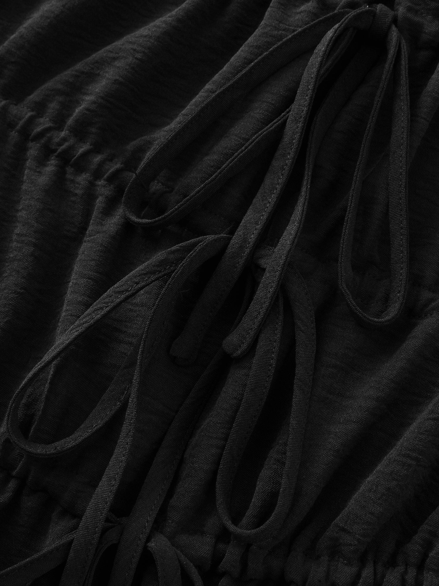Adjustable Drawstring Tie Front Plain Mini Dress