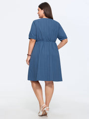 Knotted Front Textured Button Mini Dress