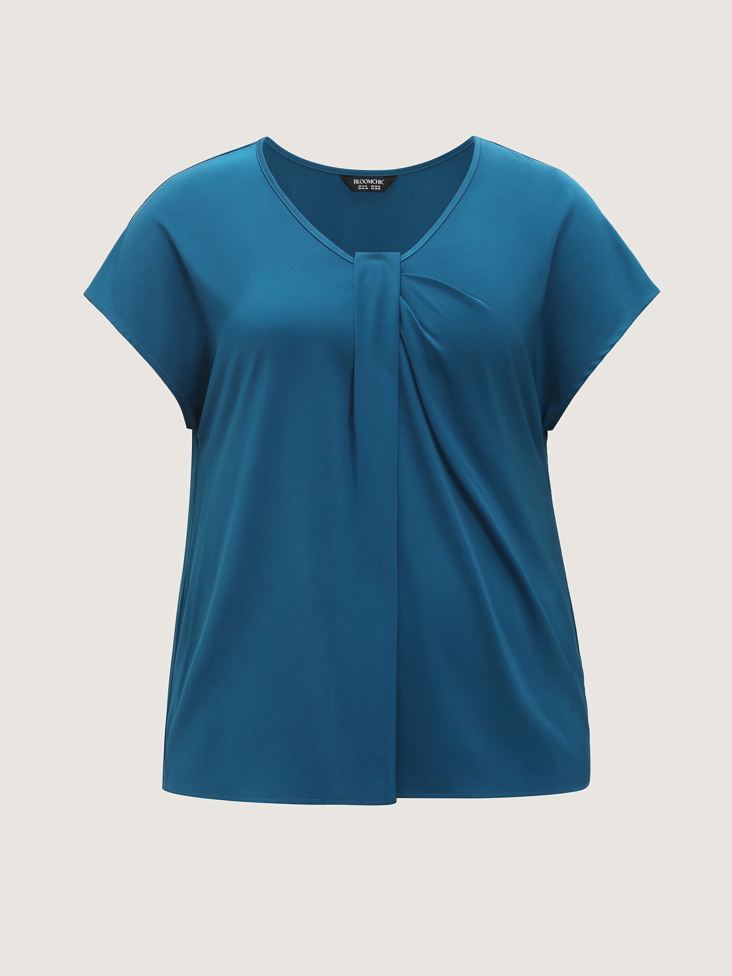 Knotted Front Plain Dolman Sleeve Blouse