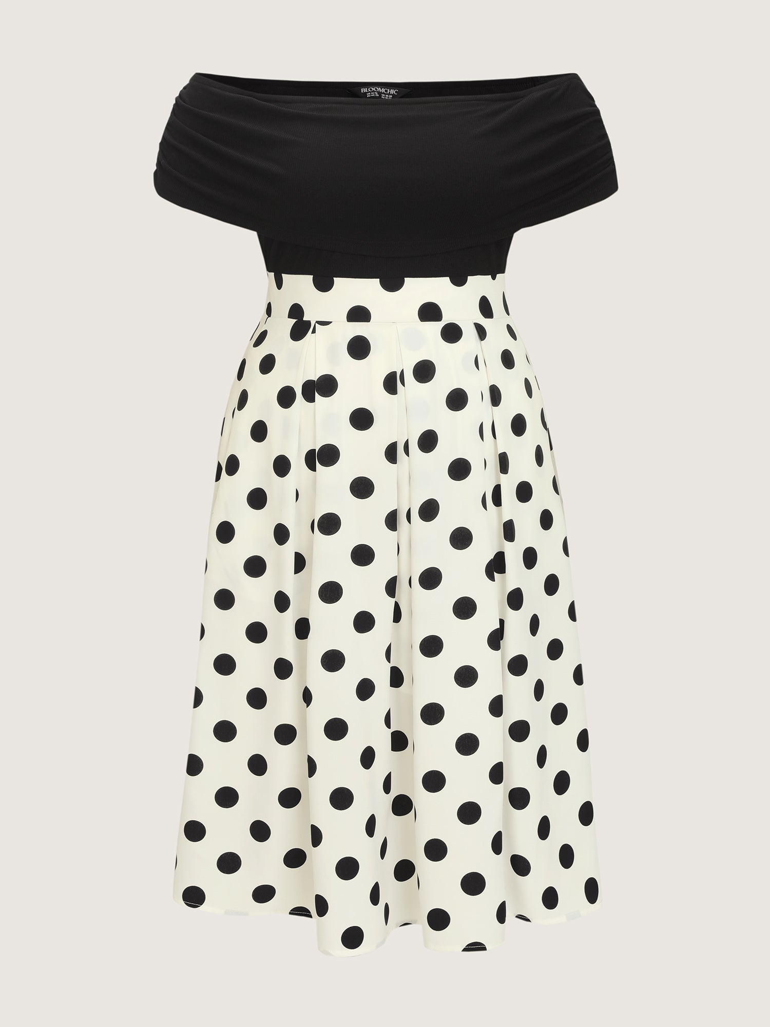 Polka Dot Charm Off-Shoulder Midi Dress