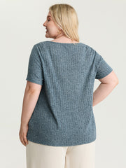 Heather Stretchy Square Neckline T-Shirt