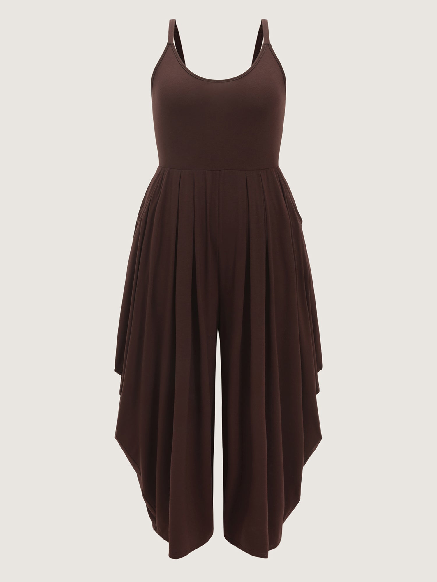 Stretchy Scoop Neckline Flowy Jumpsuit