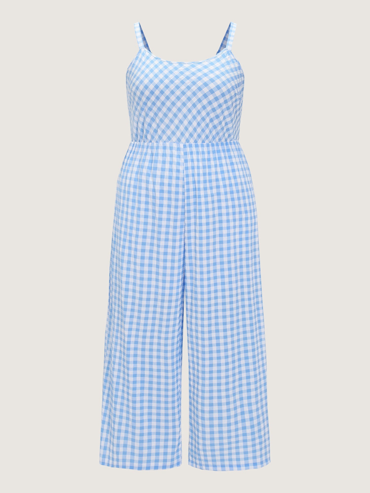 Checkered Print Back Bow-Tie Jumpsuit